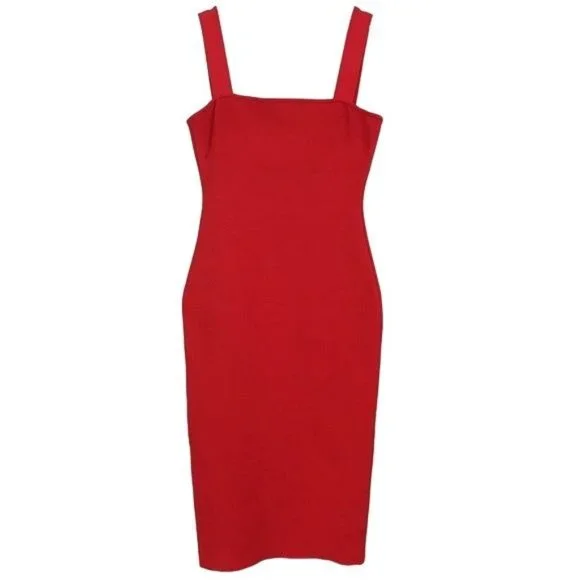 Sultry Night Out Date Night Cocktail Bandage Fitted Bodycon Midi Dress Sz Small | Color: Red | Size: S | Babeandrebel's Closet